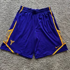 Nike Kobe Bryant Basketball Shorts Mamba Lakers Blue Yellow Mens 2XL Dri-Fit NBA